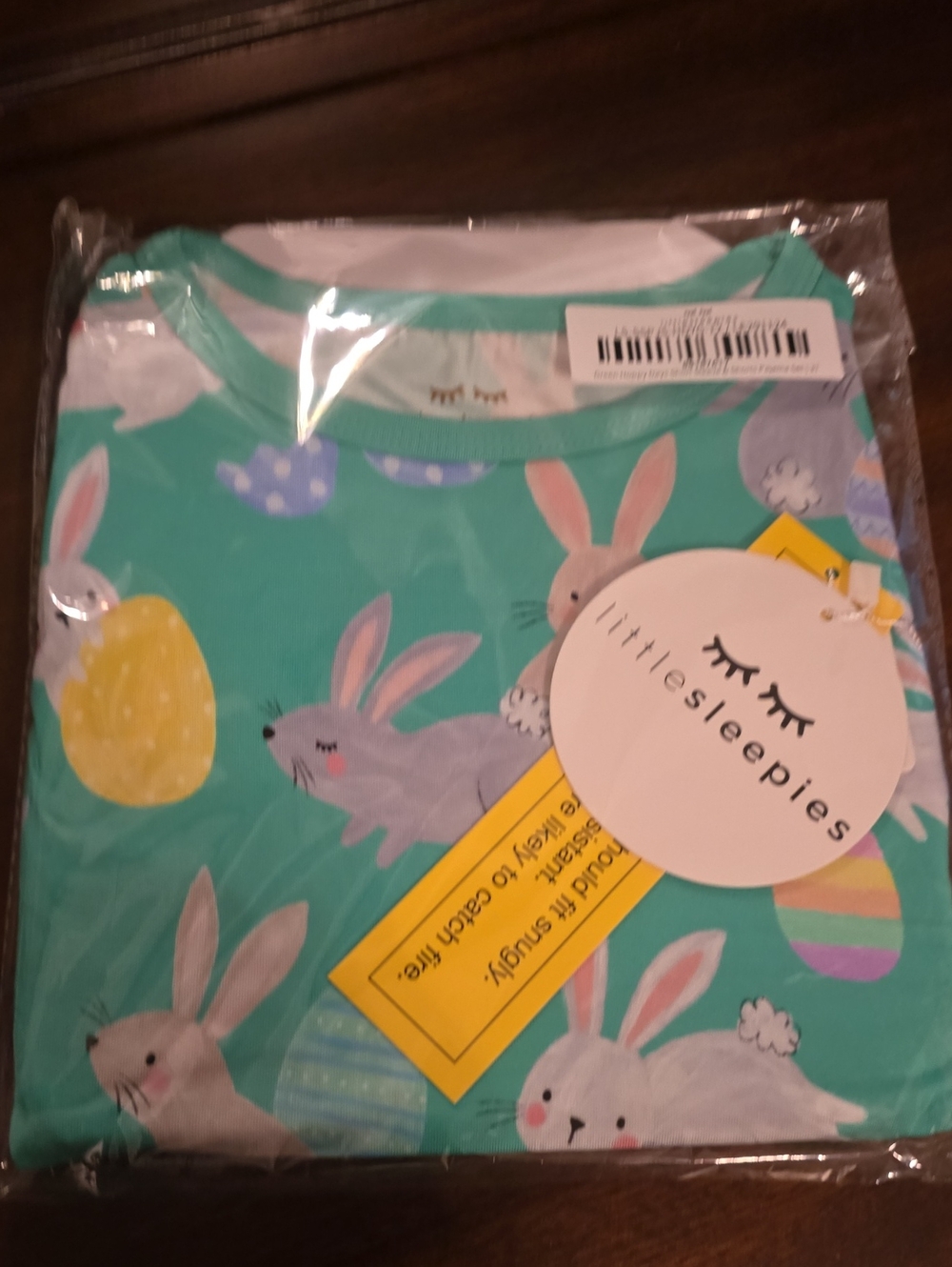 Little Sleepies Teal Bunny & Egg Pajama Set